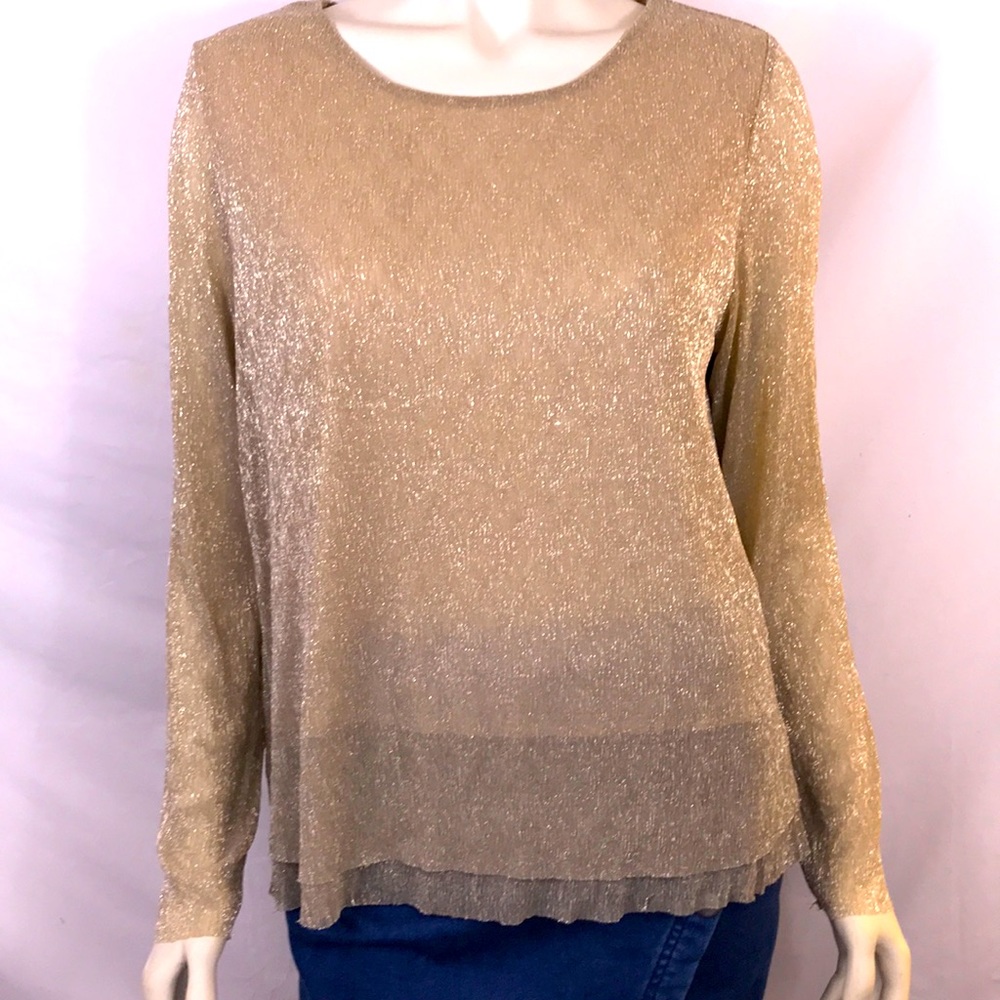 Chico’s gold dust shirt, size 2 or M/L NWT